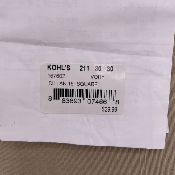 Laura Ashley Pair of 16" Square Beige Embroidered Throw Pillows New - Picture 4 of 7